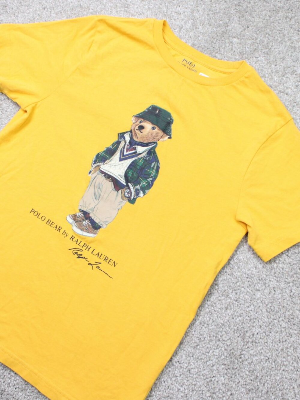 Polo Ralph Lauren Shirt Youth Medium (10-12) Yellow Bear Graphic Short Sleeve - Picture 2 of 10